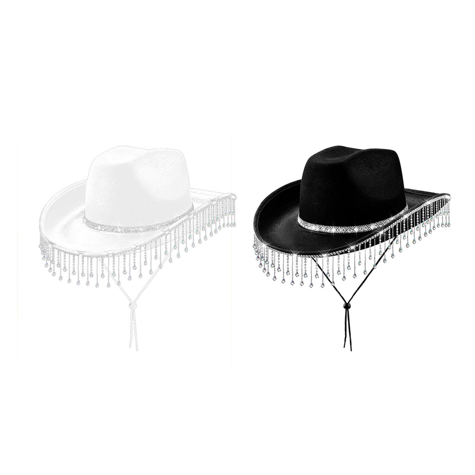 Cowboy Hat Straw - Women Cowboy Hat with Rhinestone Fringe