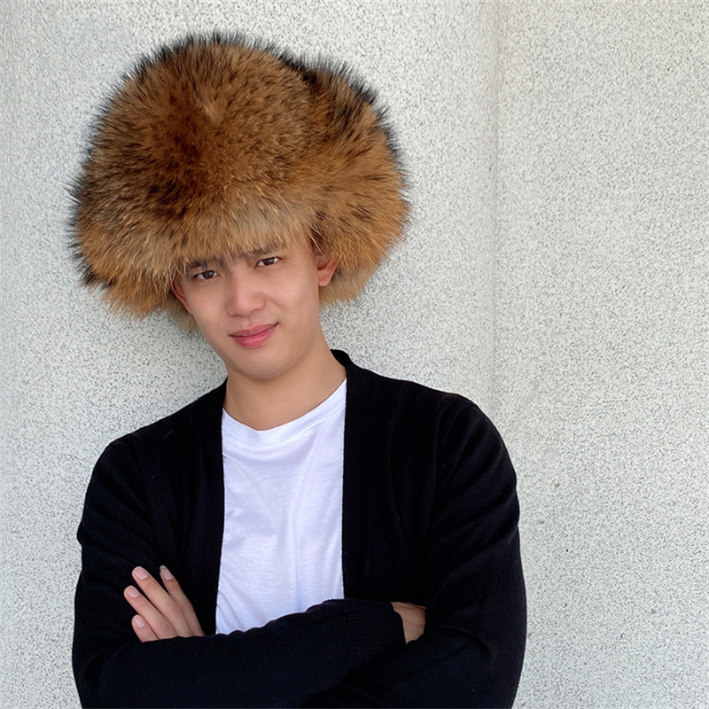 Natural Raccoon Fur Hat With E - огляд і ціна Winter Trapper Hat
